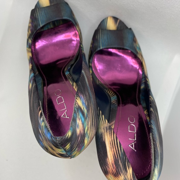 ALDO Stiletto High heel Open toe Pumps Purple tie die mermaid shoes size 36 - Picture 4 of 4